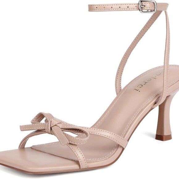 Women Strappy Bow Kitten Heels Open Toe 9.5 Water Resistant Sandals - Picture 1 of 6